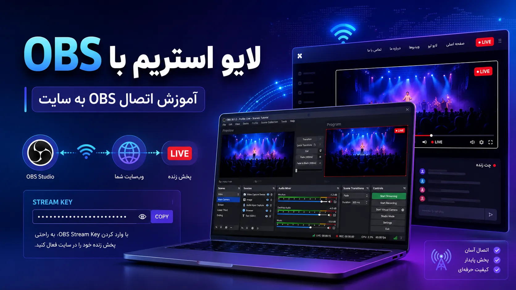 لایو استریم با OBS؛ آموزش اتصال OBS به سایت