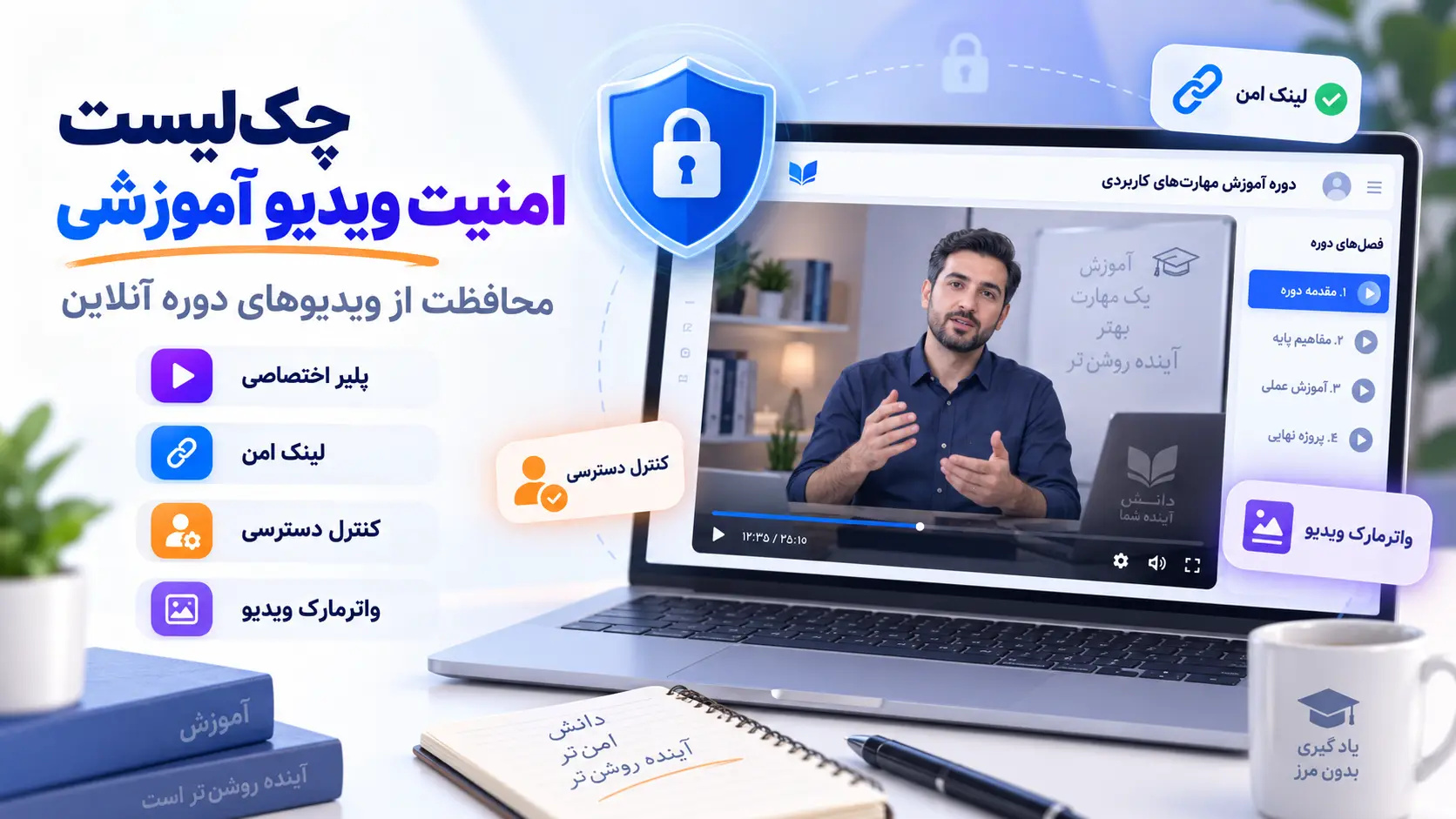 چک‌لیست امنیت ویدیو آموزشی برای فروش دوره آنلاین