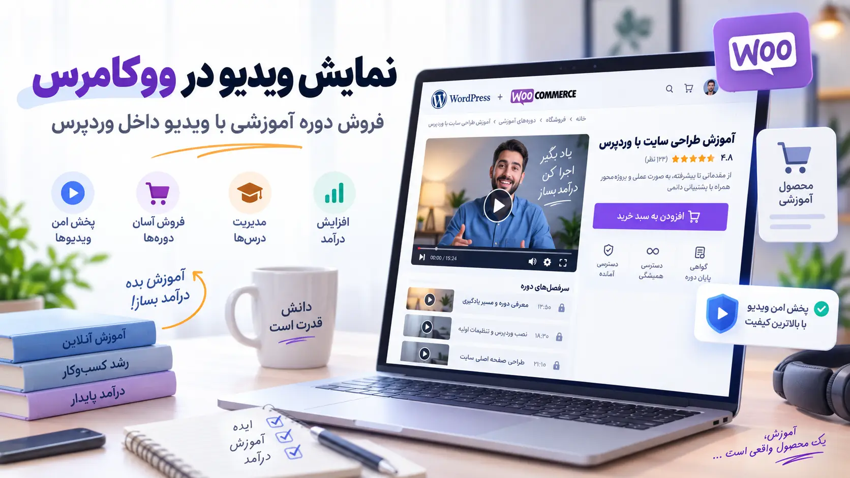 آموزش نمایش ویدیو در ووکامرس؛ فروش دوره آموزشی با ویدیو داخل وردپرس