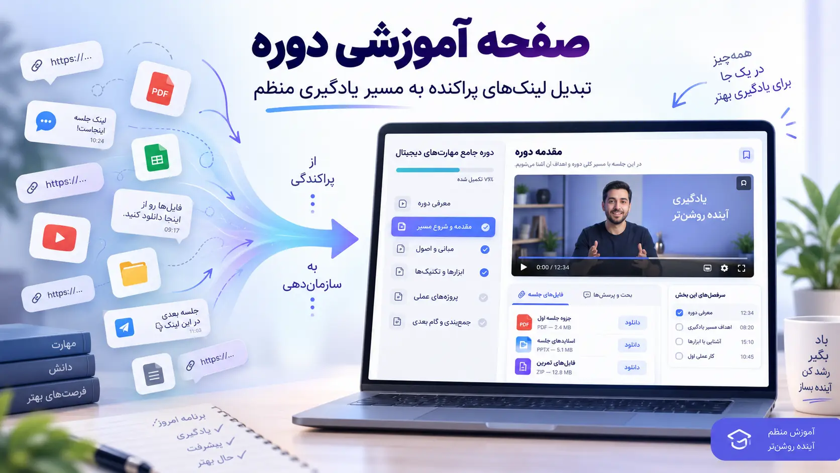 چطور لینک‌های پراکنده دوره را به یک صفحه آموزشی منظم تبدیل کنیم؟