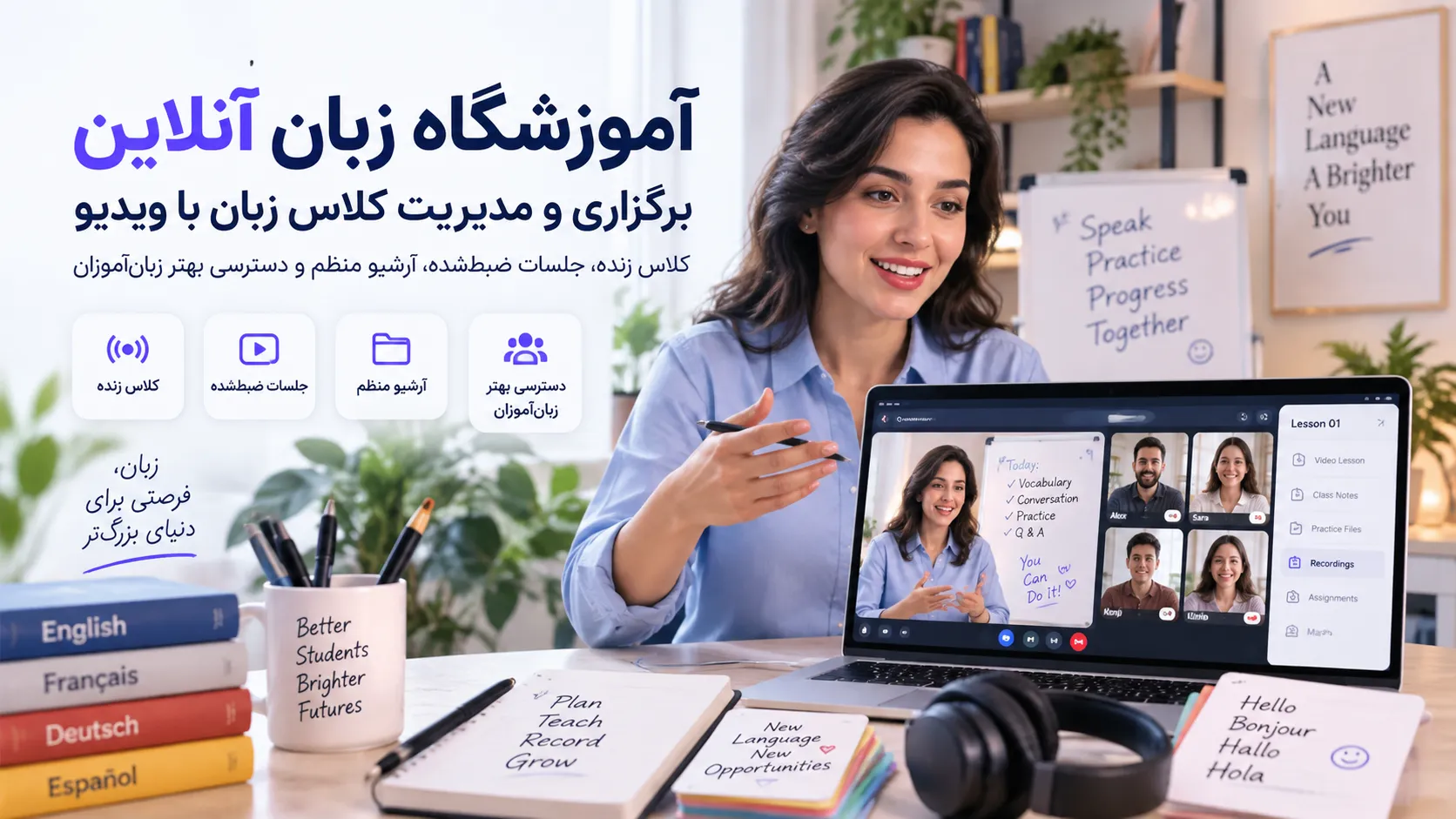 آموزشگاه زبان آنلاین؛ چطور کلاس زبان را با ویدیو برگزار و مدیریت کنیم؟