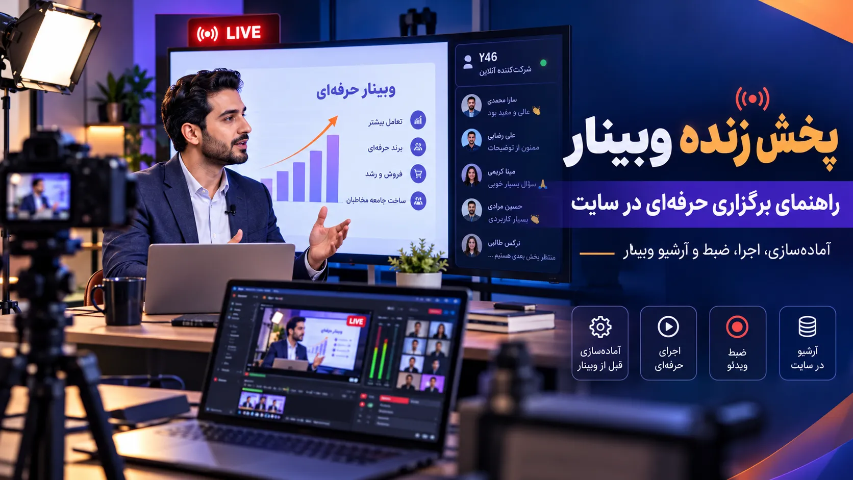 پخش زنده وبینار آموزشی در سایت؛ راهنمای برگزاری حرفه‌ای